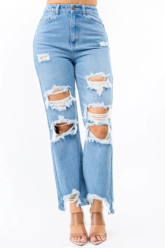 Chloe™ Distressed Wide-Leg Jeans