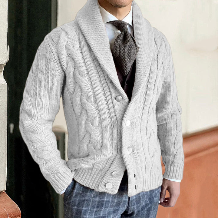 Men Lapel Knitted Jacket