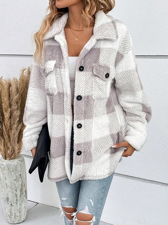 Sophia™ Cozy Plaid Sherpa Jacket