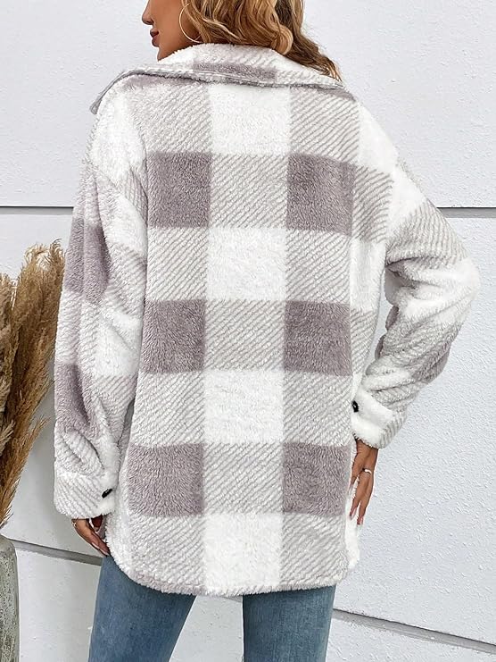 Sophia™ Cozy Plaid Sherpa Jacket