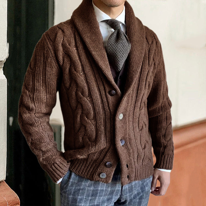 Men Lapel Knitted Jacket