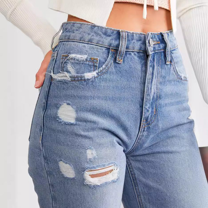 Dezi™ Distressed Wide-Leg Jeans