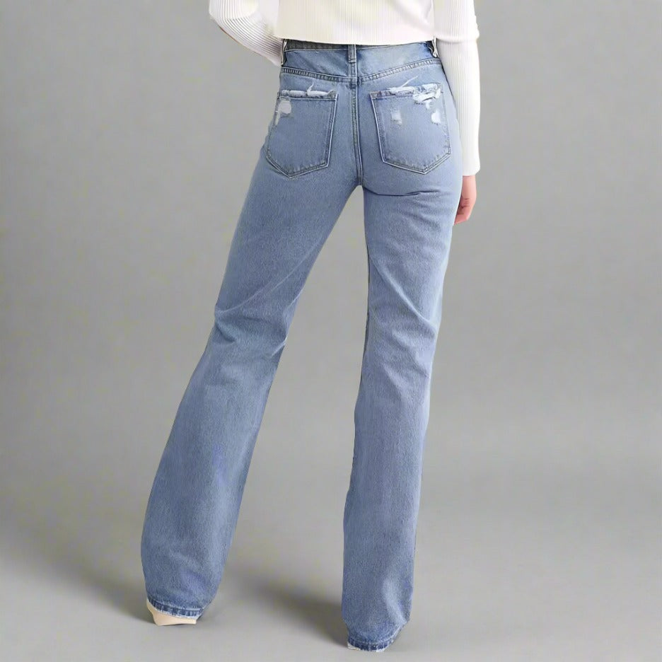 Dezi™ Distressed Wide-Leg Jeans