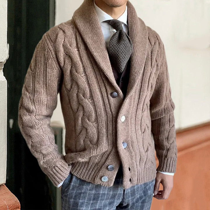 Men Lapel Knitted Jacket